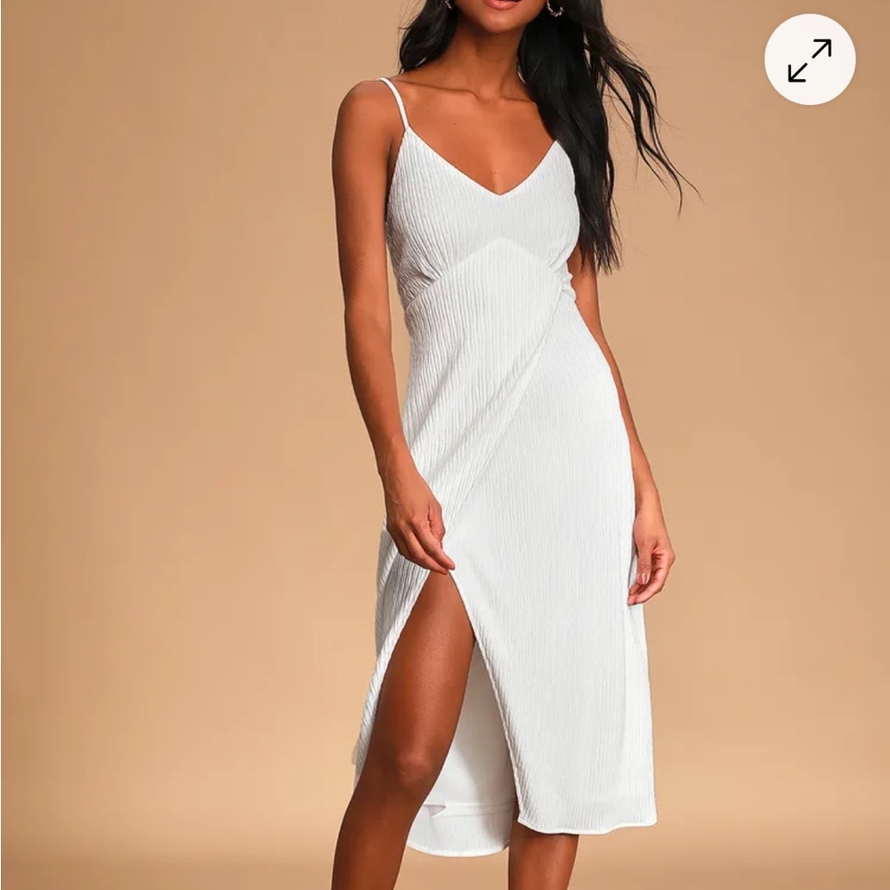 View and I White Tie-Back Faux-Wrap Midi Dress